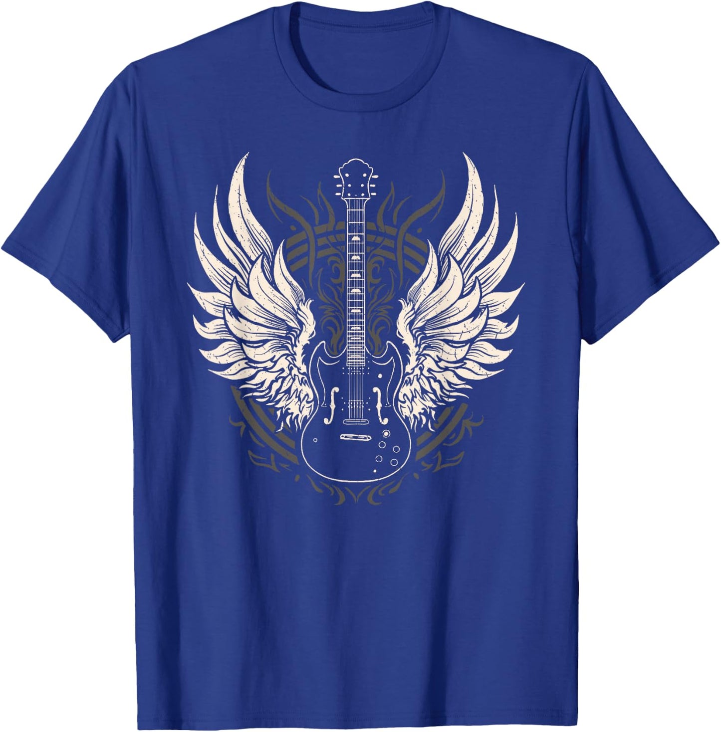 Guitar with Wings Art Graphic Women Children T-Shirt - T-Shirt | Royal