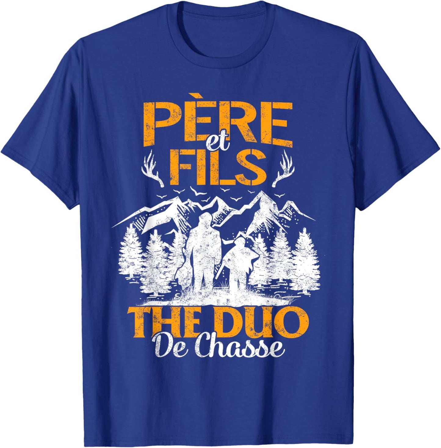Father & Son The Hunting Duo Fathers Party T-Shirt - T-Shirt | Royal