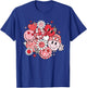 Smile Face Valentines Day Vibes Leopard Flower Groovy Retro T-Shirt - T-Shirt | Royal