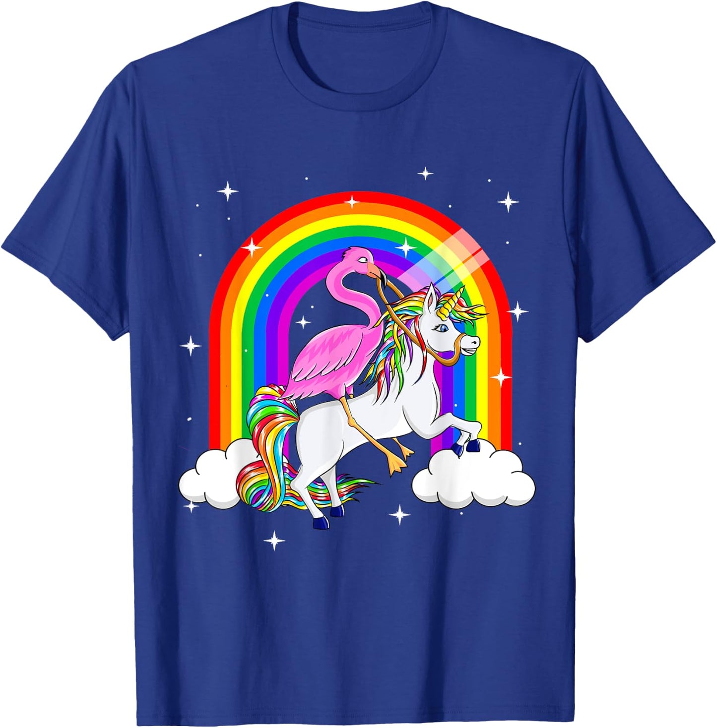 Flamingo Riding Unicorn Flamingo Gift Jokes Women T-Shirt - T-Shirt | Royal
