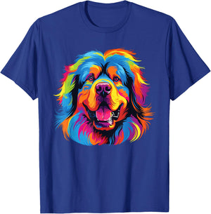 Retro Tibetan Mastiff Dog -Adult Tibetan Mastiff Dog Multicolor Watercolor Short Sleeve Small T-Shirt - T-Shirt | Royal