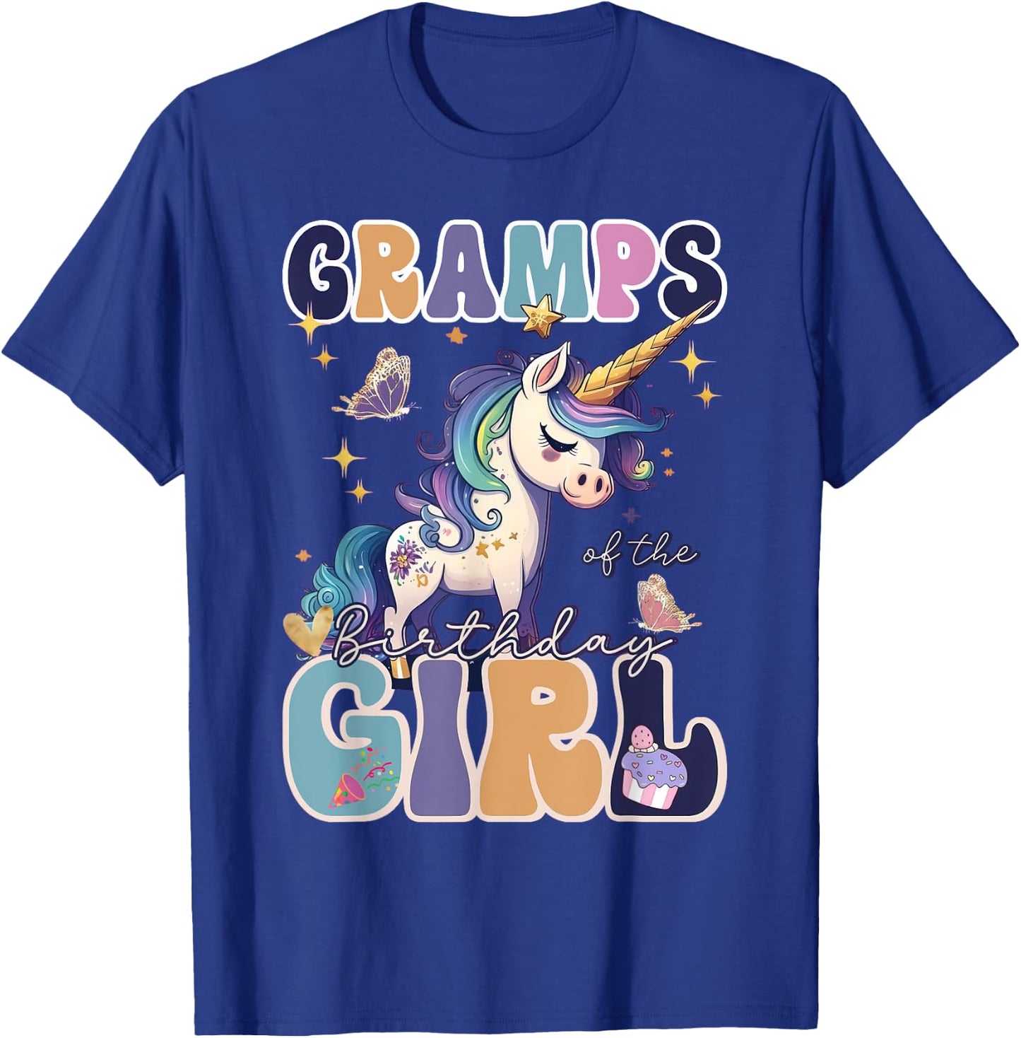 Gramps Of The Birthday Girl Unicorn Girls Family Matching T-Shirt - T-Shirt | Royal