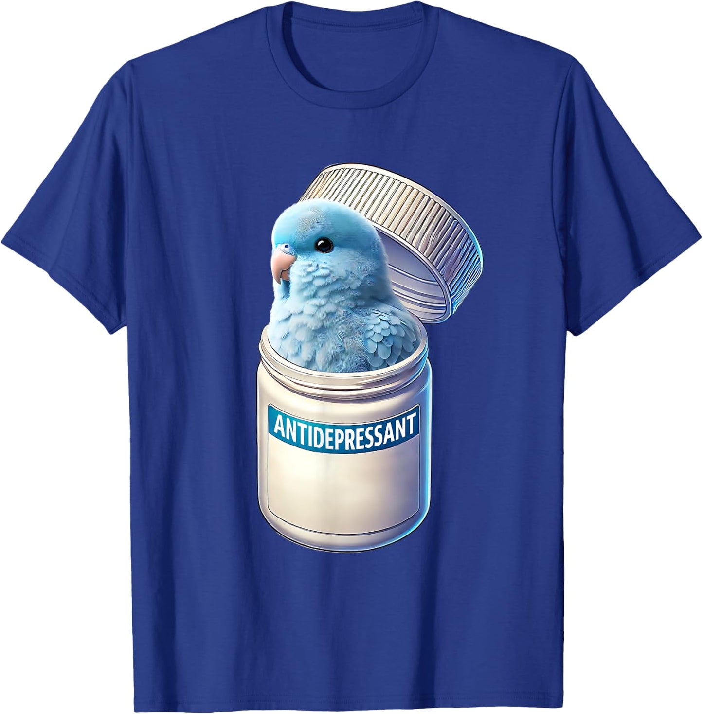 Funny Antidepressant Blue Parrotlet Parrot Lover Meme T-Shirt - T-Shirt | Royal