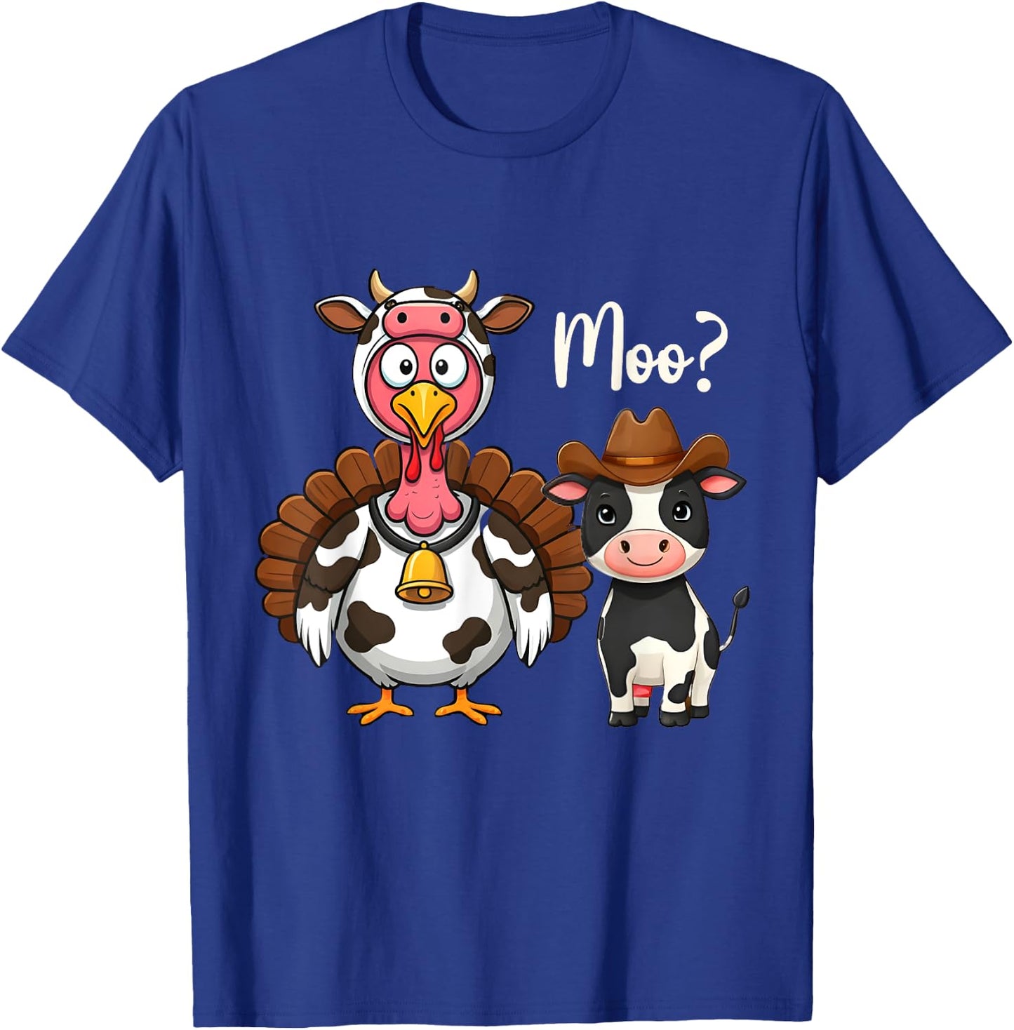 Turkey Moo Cow Funny Thanksgiving Cute Cow Costume T-Shirt - T-Shirt | Royal