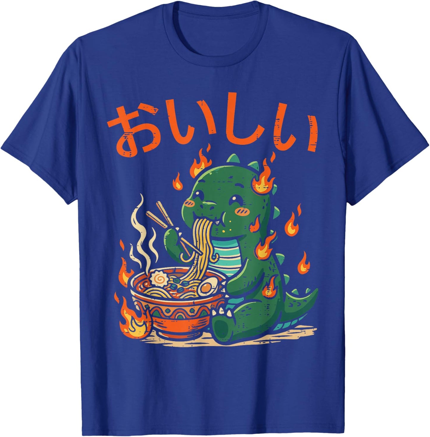 Dino Kaiju Monster Ramen Cute Japanese Kids Women Men T-Shirt - T-Shirt | Royal
