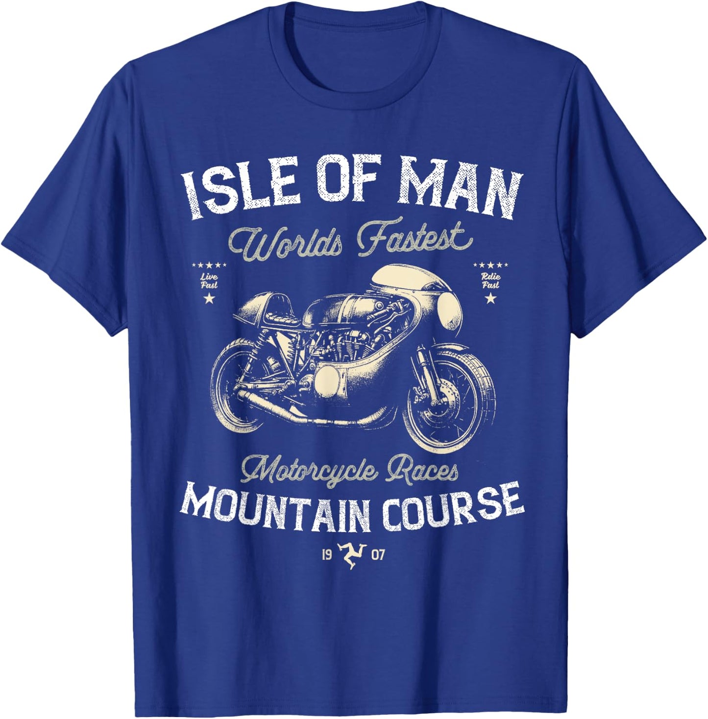 Retro Isle of Man TT Races Vintage Motorcycle Race , Black, S T-Shirt - T-Shirt | Royal