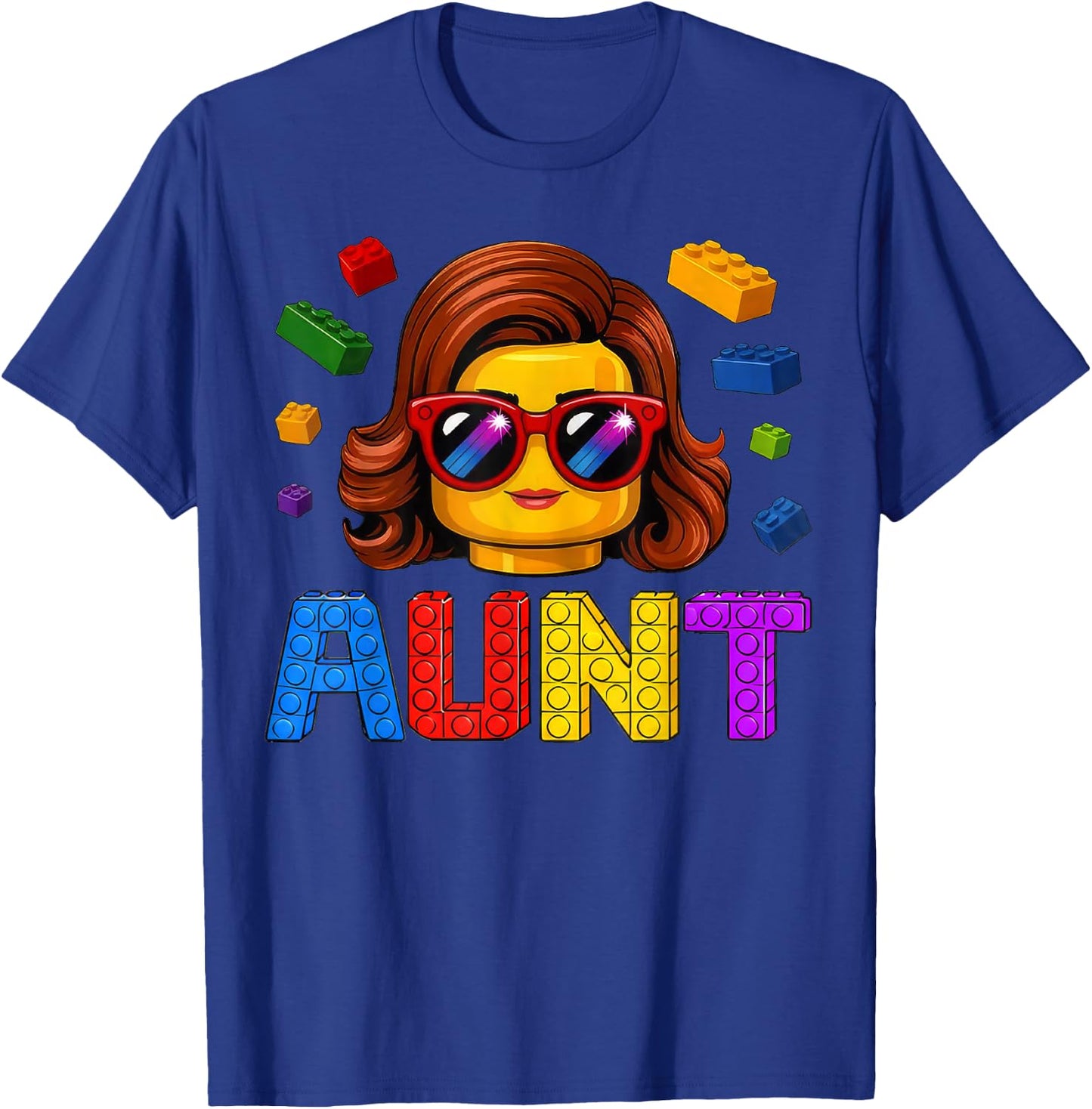 Family Aunt Master Builder Building Bricks Blocks MothersDay T-Shirt - T-Shirt | Royal