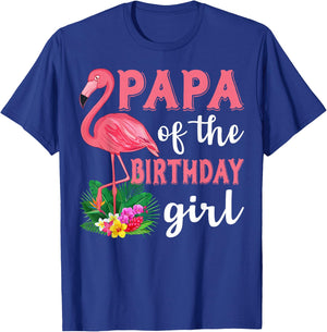 Papa Of The Birthday Girl Flamingo Family Birthday Party T-Shirt - T-Shirt | Royal