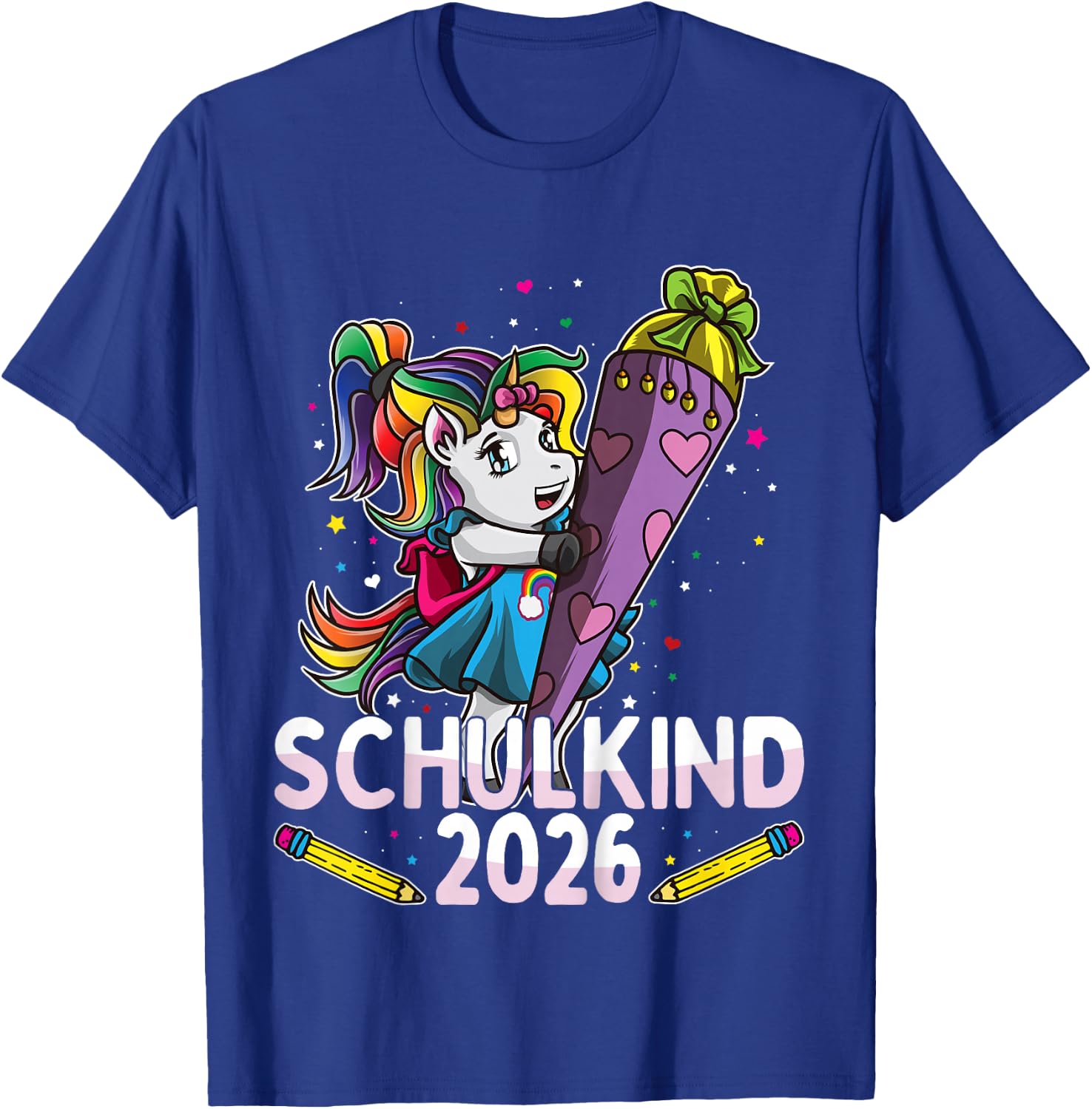 Einschulung Schulkind 2026 Einhorn Schultüte Lila Mädchen T-Shirt - T-Shirt | Royal