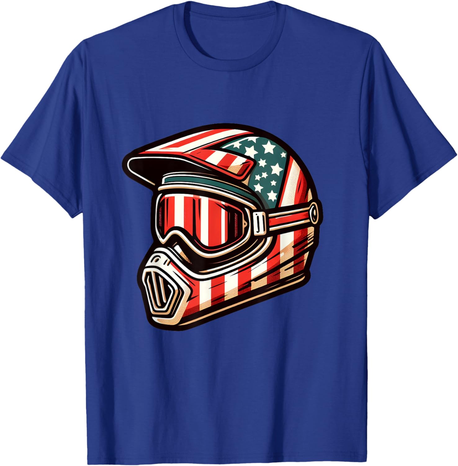 Dirt Bike American USA Flag Motocross Biker 4th of July T-Shirt - T-Shirt | Royal