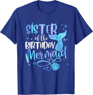 Sister Of The Birthday Mermaid Family Matching Party Squad T-Shirt - T-Shirt | Royal