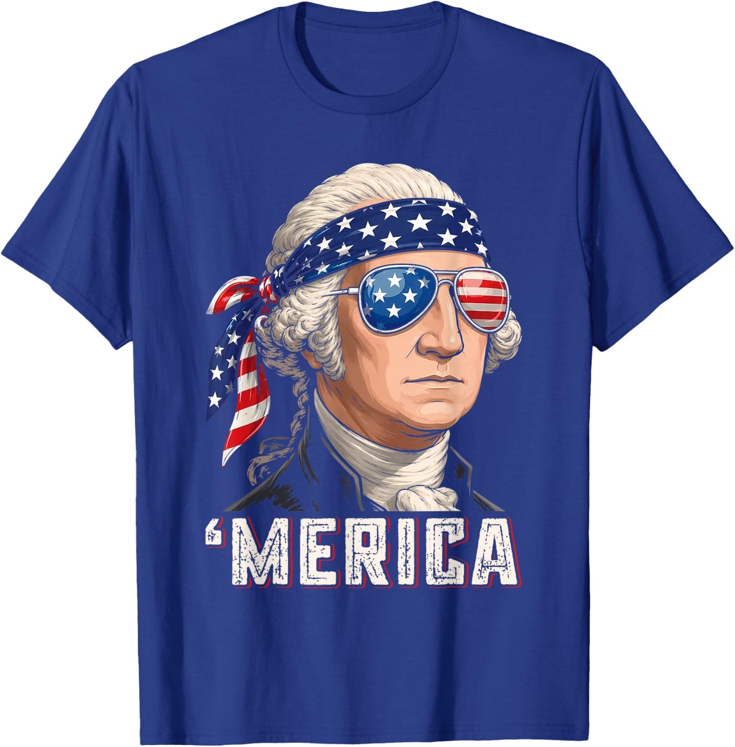 Merica 4th of July George Washington Patriotic Men Women T-Shirt - T-Shirt | Royal