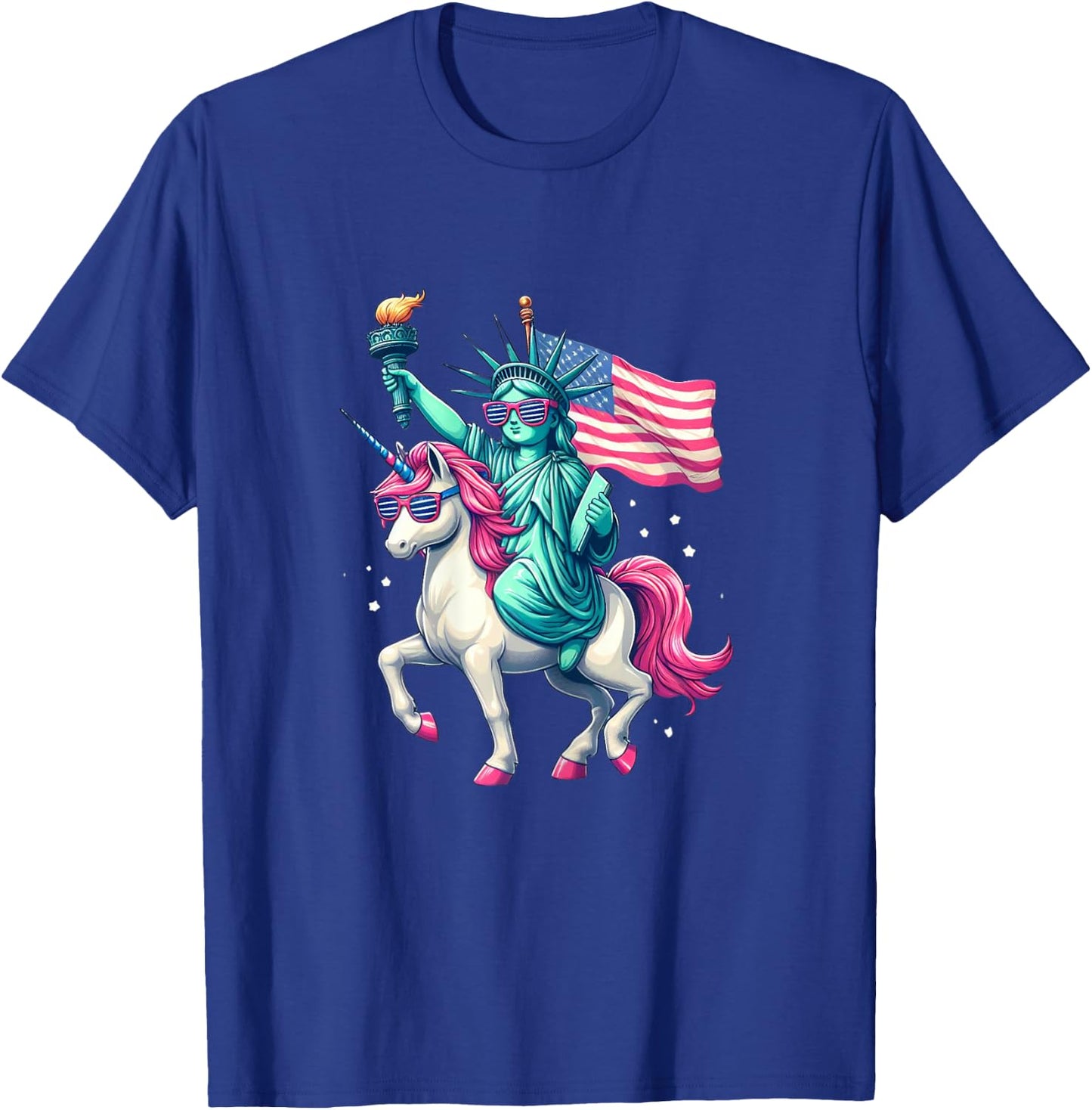 Unicorn Statue Of Liberty Funny 4th Of July Kids Boys Girls T-Shirt - T-Shirt | Royal