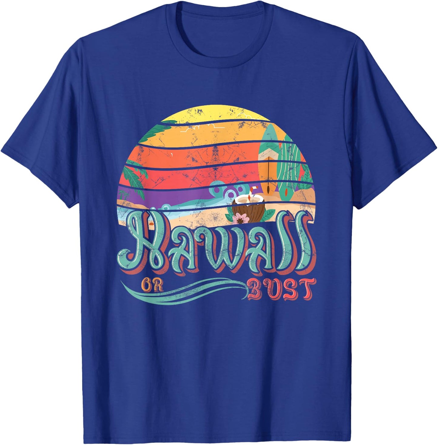 Hawaii Hawaiian Or Bust Family Summer Vacation T-Shirt - T-Shirt | Royal