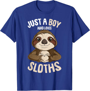 Just A Boy Who Loves Sloths Boys Kids T-Shirt - T-Shirt | Royal