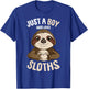 Just A Boy Who Loves Sloths Boys Kids T-Shirt - T-Shirt | Royal