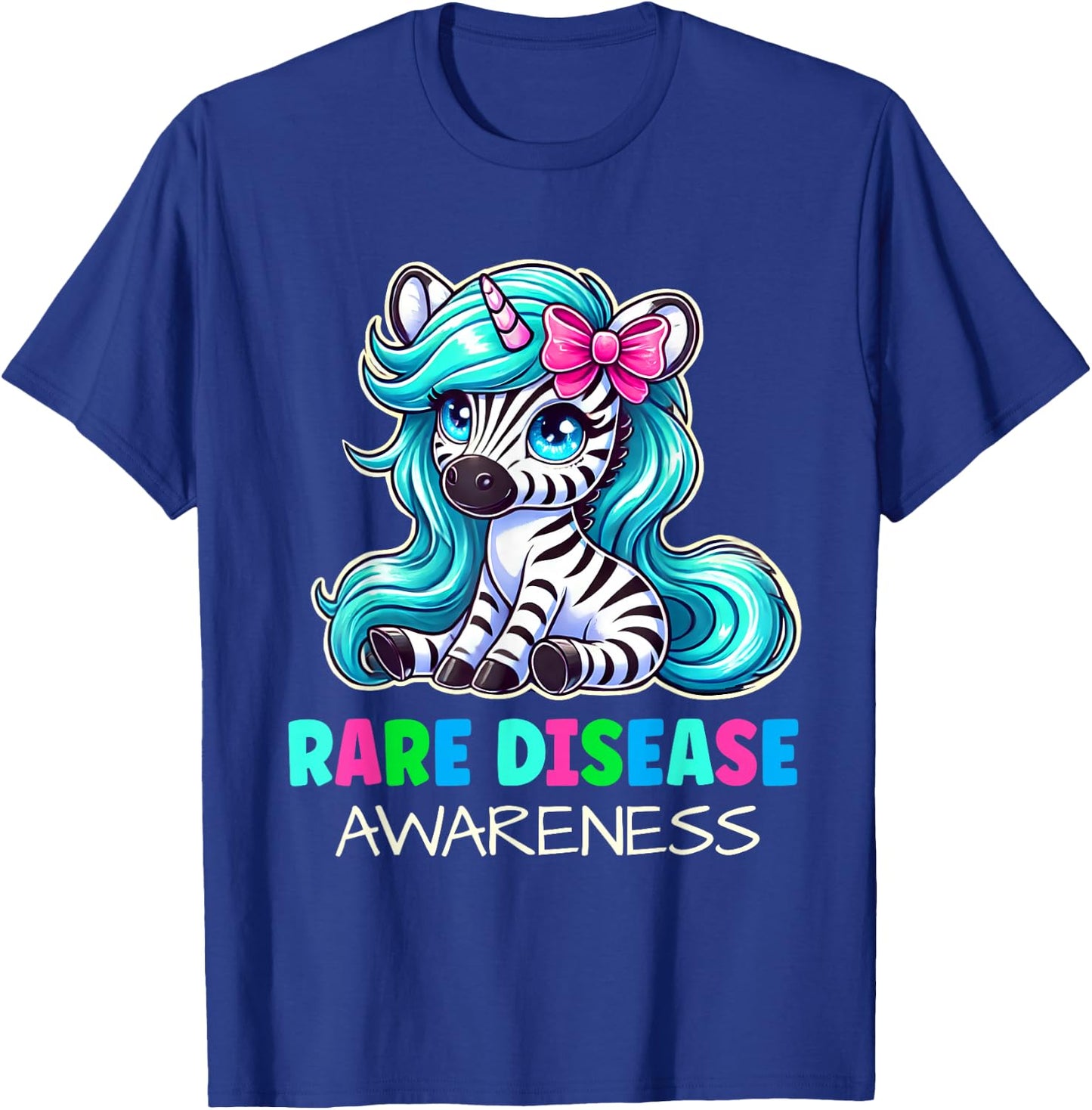 Rare Disease Awareness Zabra Ribbon Rare Disease Day Kids T-Shirt - T-Shirt | Royal