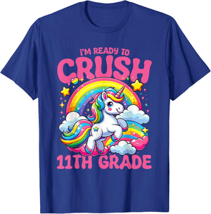 Crush 11th Grade Unicorn Girls Teacher Back to School T-Shirt - T-Shirt | Royal