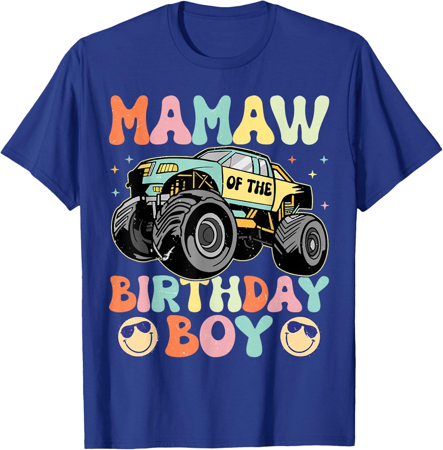 Monster Truck Mamaw Of The Birthday Boy Matching Family T-Shirt - T-Shirt | Royal