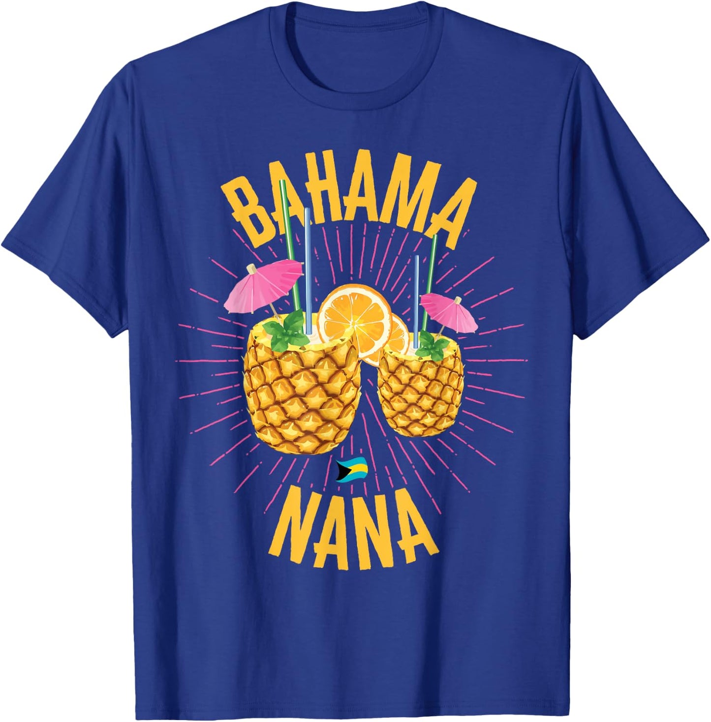 Bahamas Family Nana Cruise Vacation Beach Bahamian Flag Women Kids T-Shirt - T-Shirt | Royal