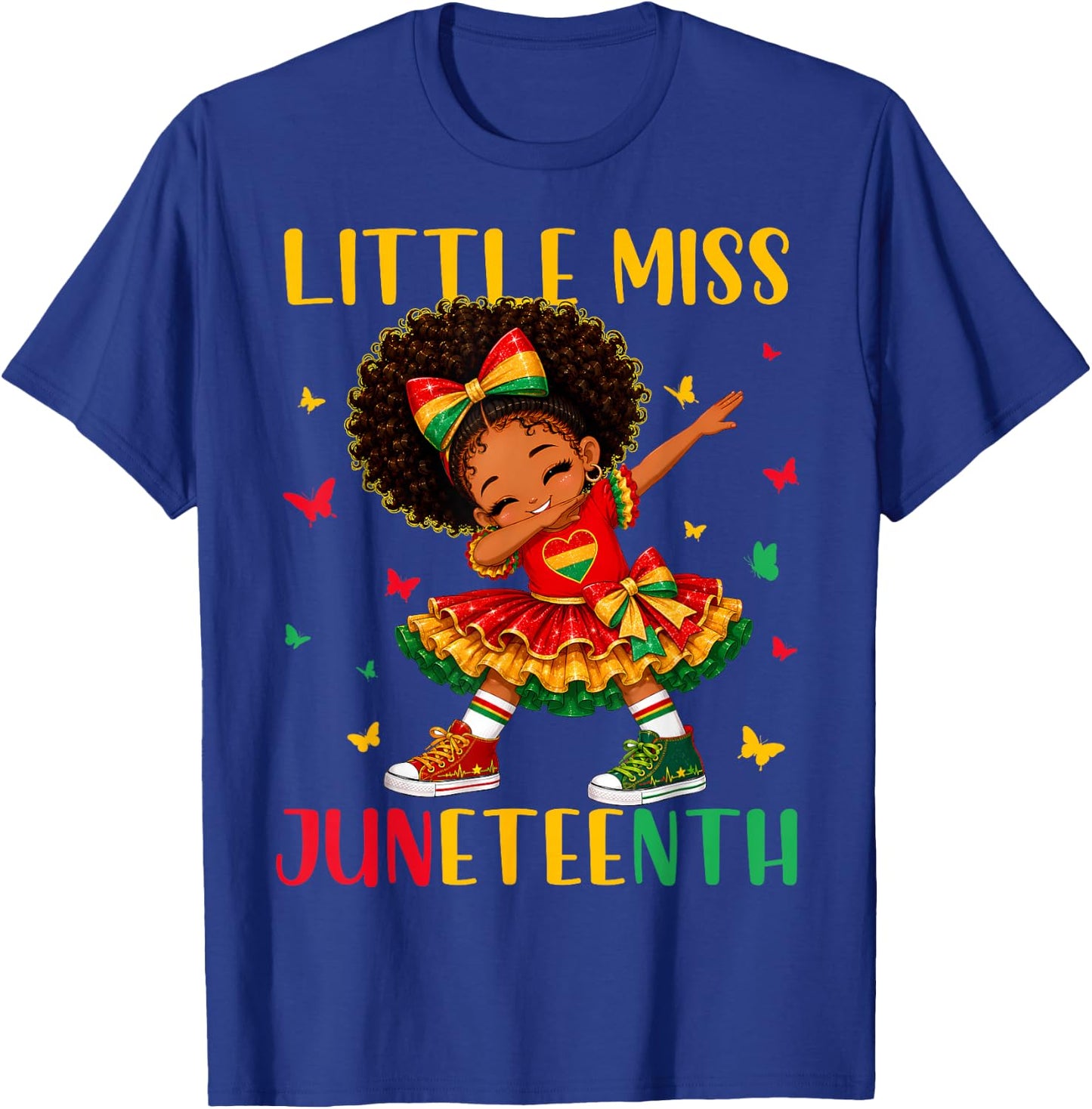 Cute Little Miss Juneteenth Black African Girl Kids Toddlers T-Shirt - T-Shirt | Royal