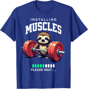 Funny Sloth Workout Gym Fitness Weightlifting , black T-Shirt - T-Shirt | Royal