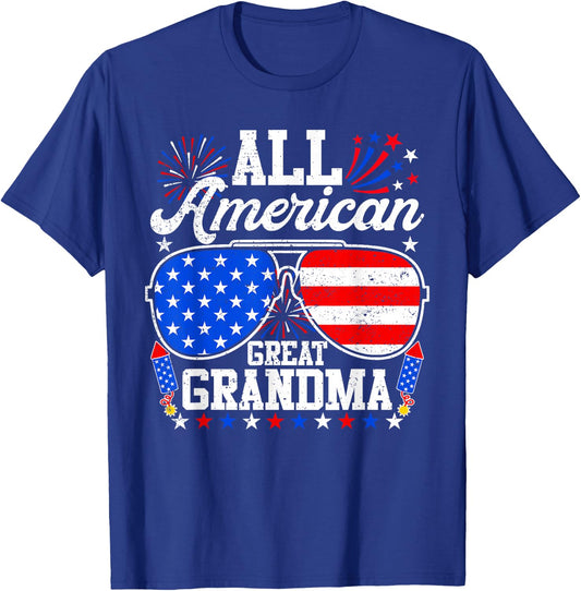 All American Great Grandma 4th of July Sunglasses Patriotic T-Shirt - T-Shirt | Royal