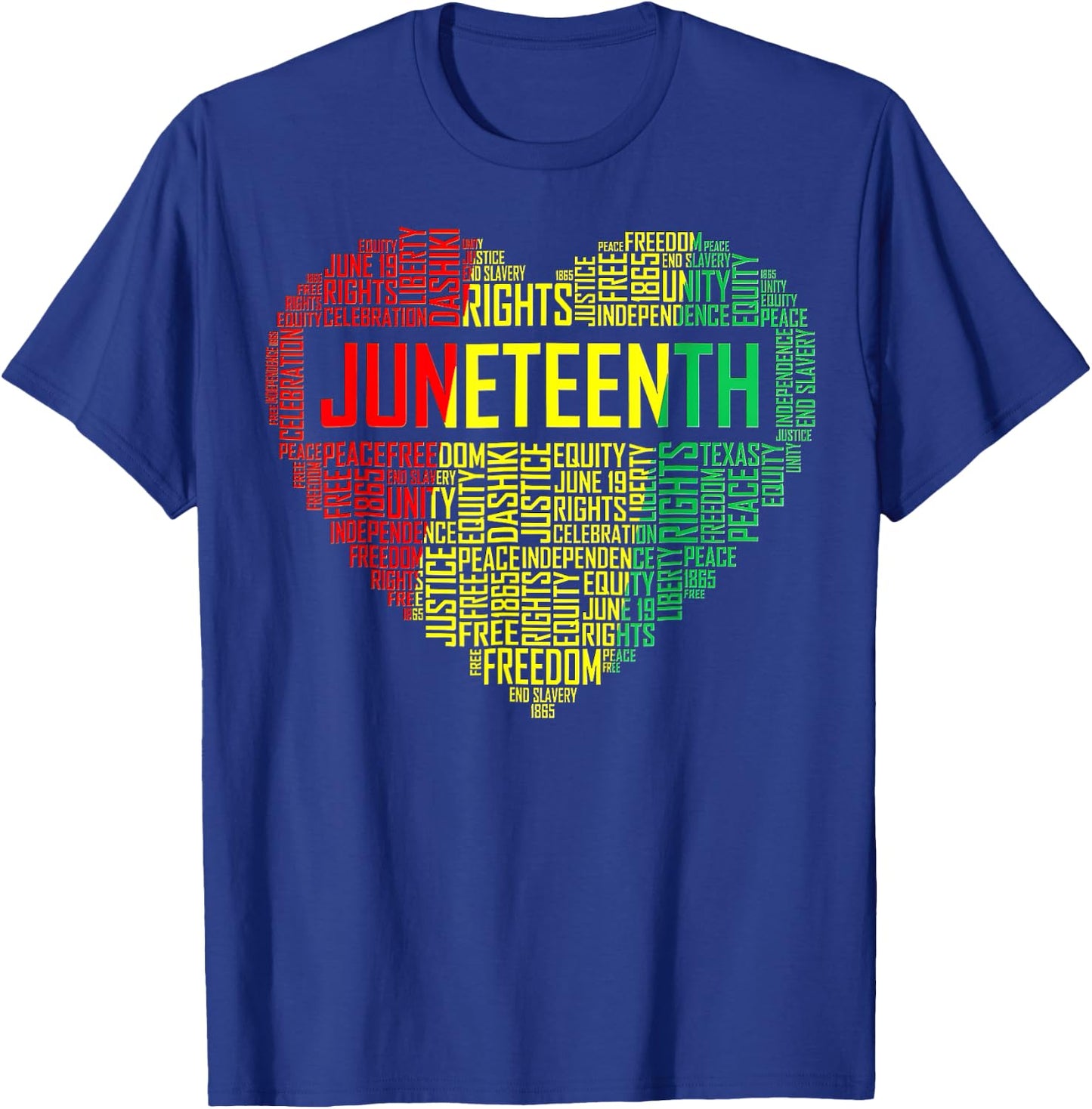 Juneteenth Heart Black Pride Freedom Day 1865 June 19th T-Shirt - T-Shirt | Royal