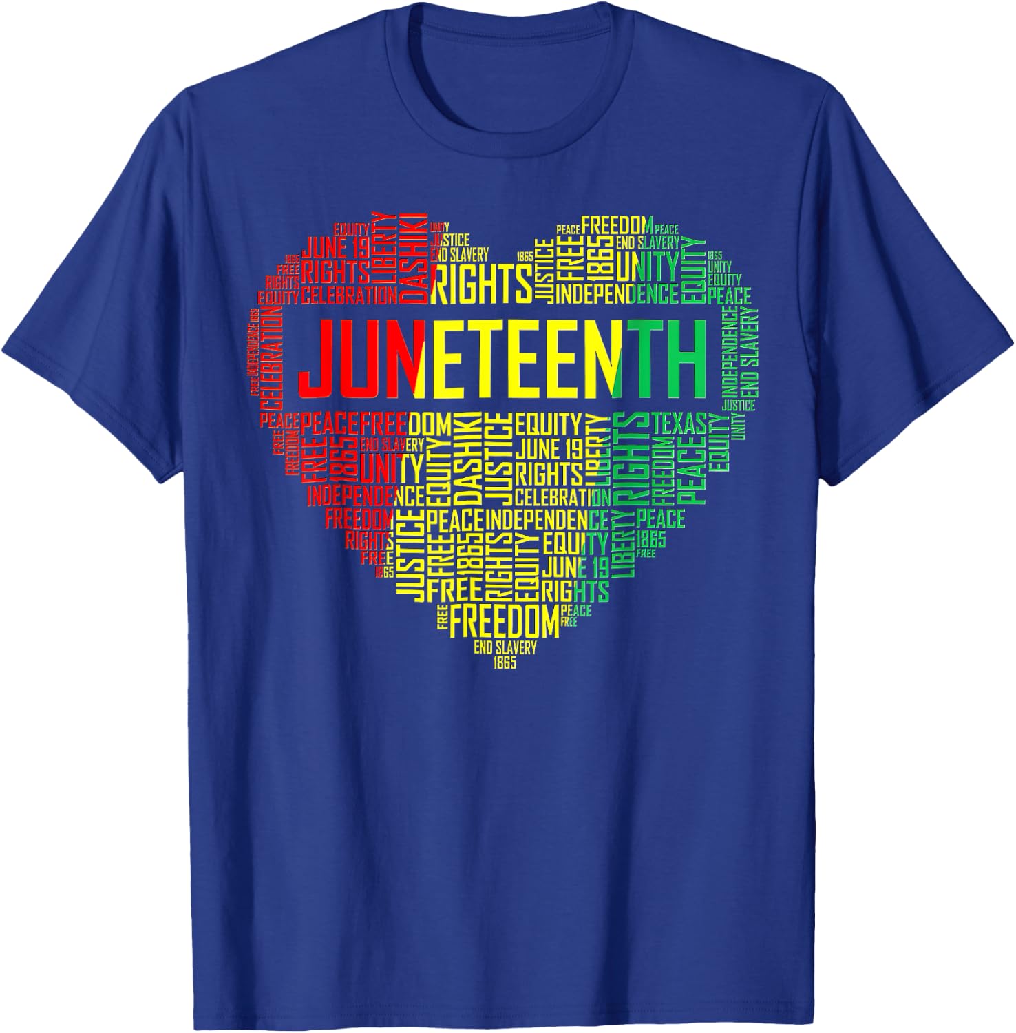 Juneteenth Heart Black Pride Freedom Day 1865 June 19th T-Shirt - T-Shirt | Royal