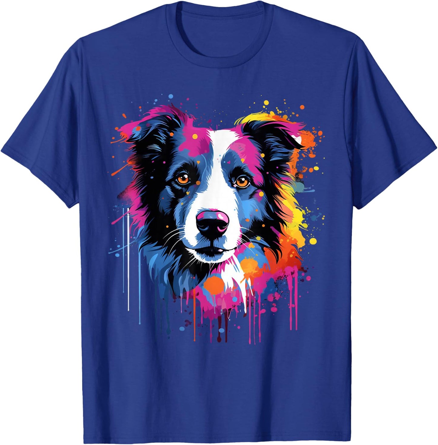 Niedlicher Border Collie Hund auf bemaltem Border Collie T-Shirt - T-Shirt | Royal