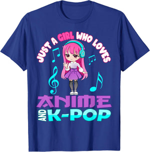 Just a Girl who loves Anime and K-pop Chibi Merch KPOP Otaku T-Shirt - T-Shirt | Royal