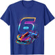 Kids 6 Years Old Racing Car 6th Birthday Futuristic Racing Car , black T-Shirt - T-Shirt | Royal