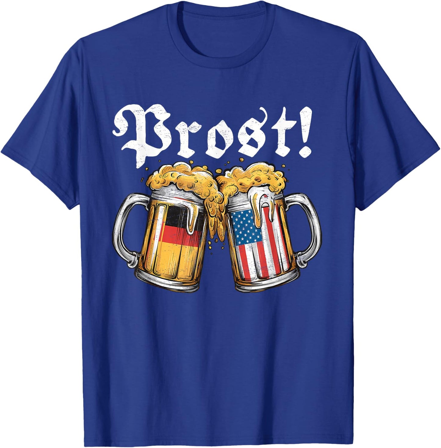 Prost Beer German American Flag T shirt Oktoberfest Men Mug T-Shirt - T-Shirt | Royal