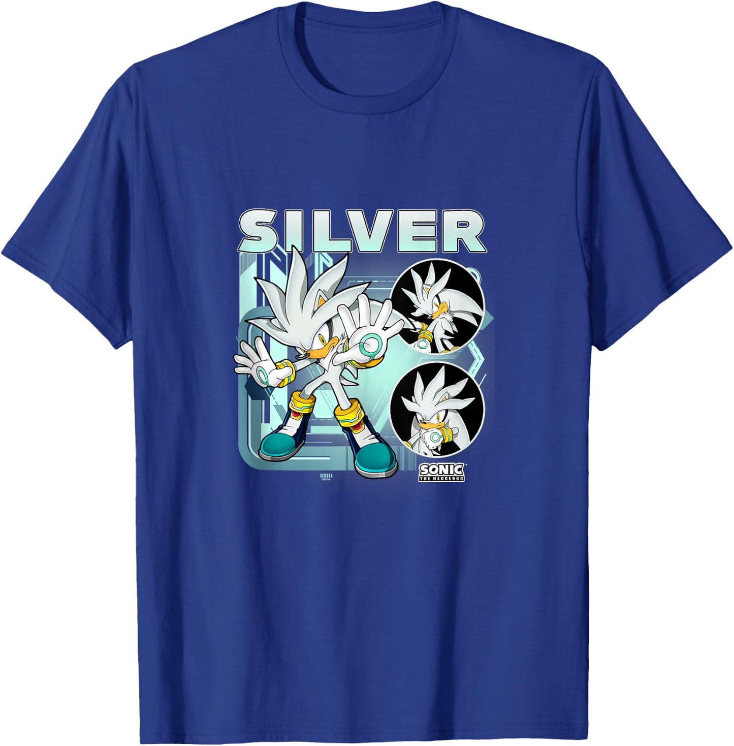 Sonic The Hedgehog Silver Multi Pose Poster T-Shirt - T-Shirt | Royal