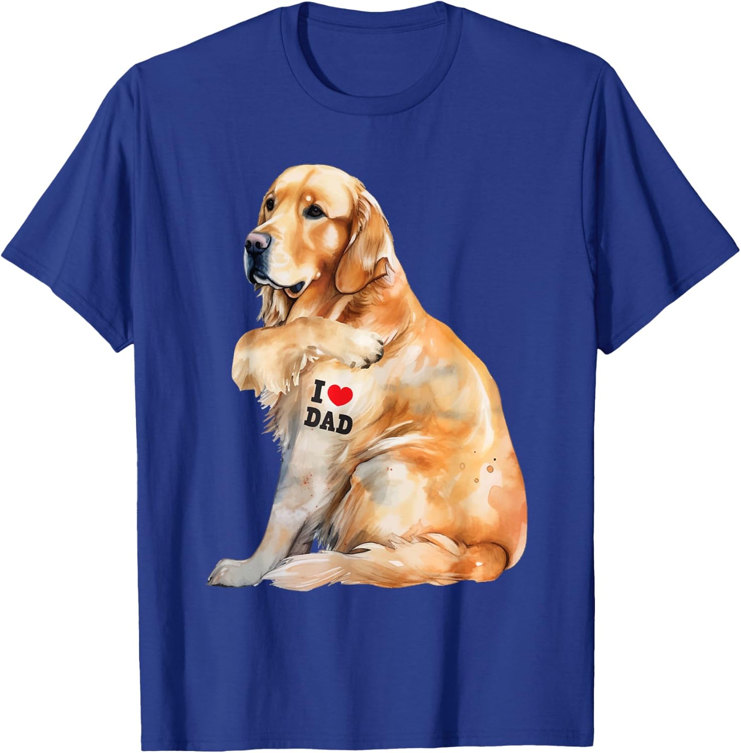 I Love Dad - Patriotic Golden Retriever Canine Dog Lover Kids Men T-Shirt - T-Shirt | Royal