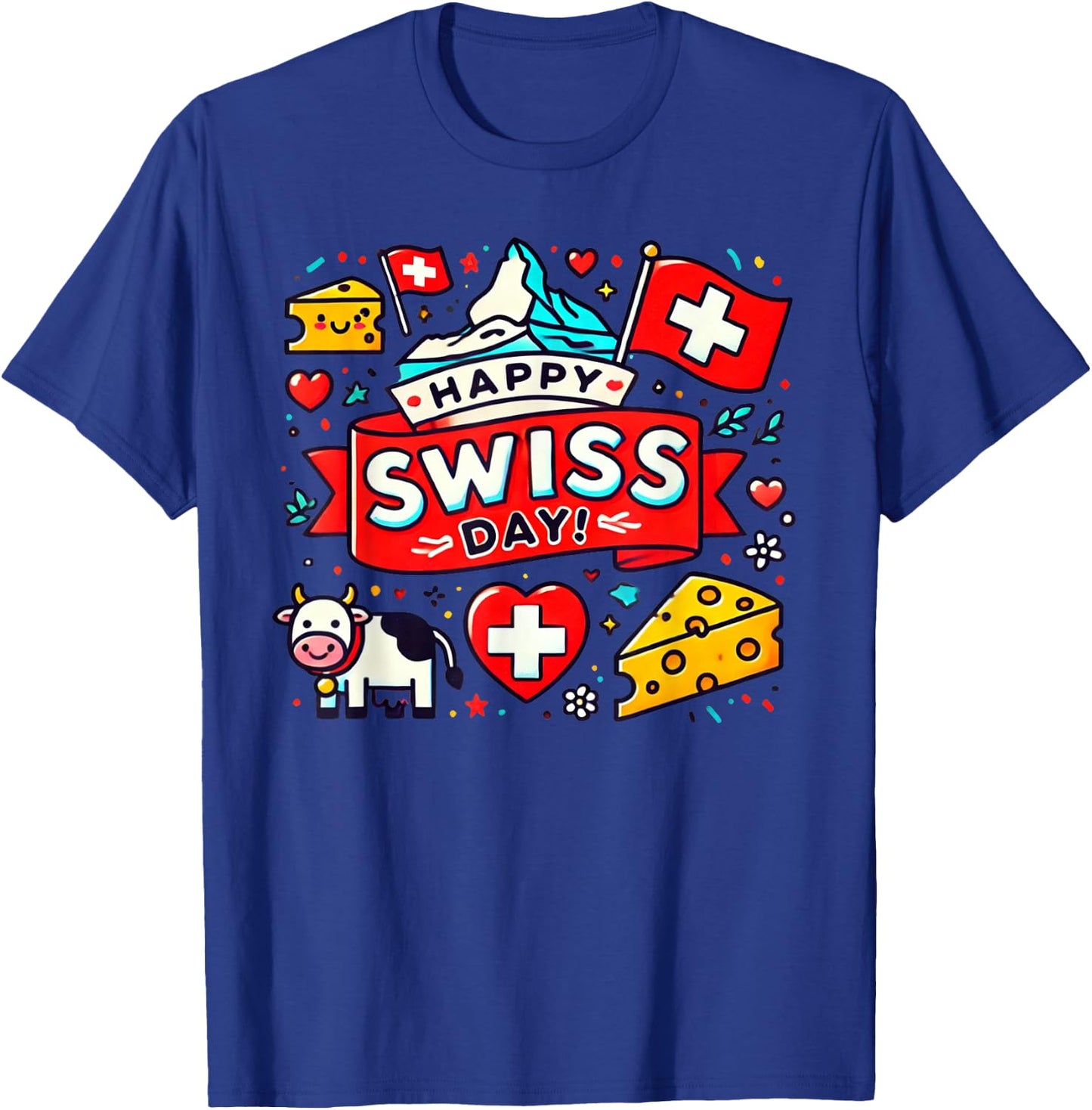 Happy Swiss Day Switzerland National Day Swiss Flag T-Shirt - T-Shirt | Royal