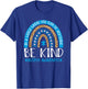 Be Kind Autism Awareness Blue Puzzle Leopard Rainbow Autism T-Shirt - T-Shirt | Royal