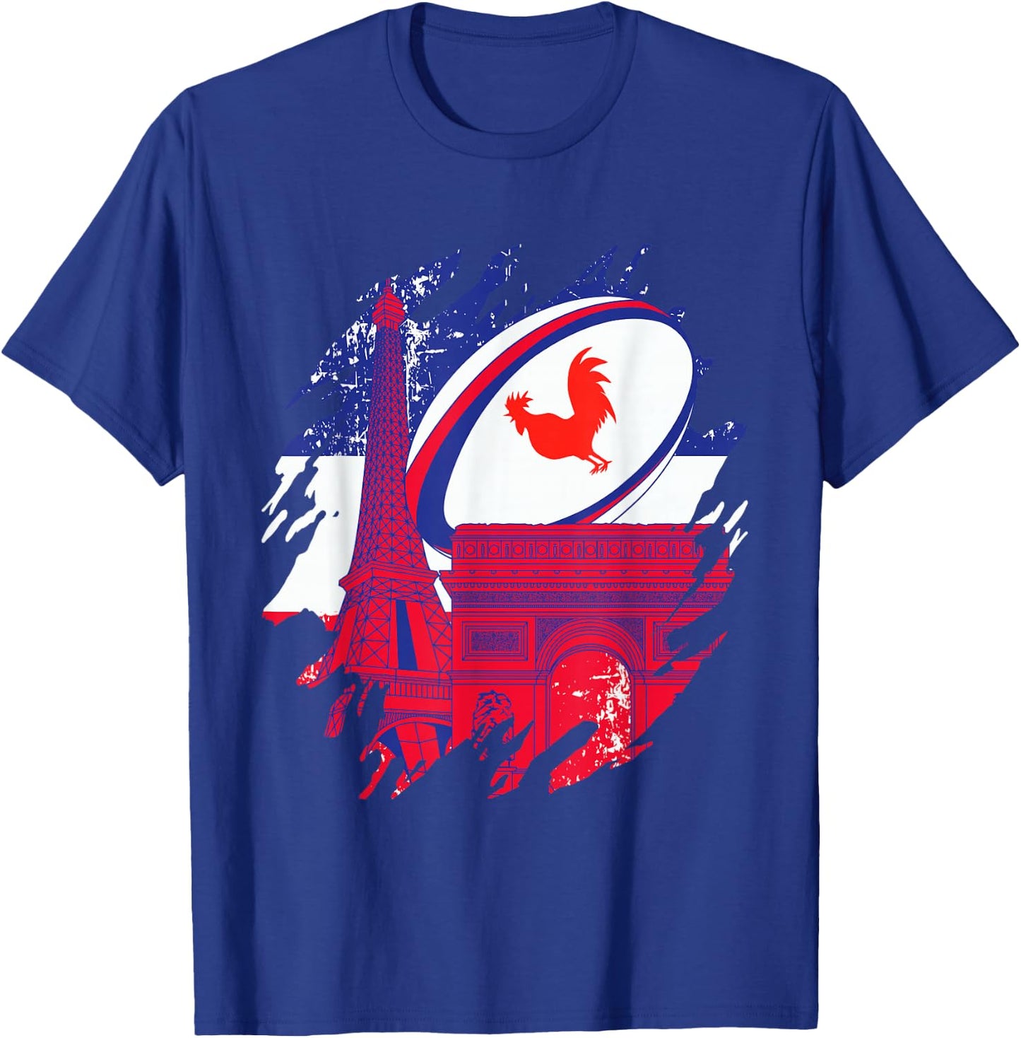 Rugby Shirt Player Child Man Flag Rooster Men Women , Black, S T-Shirt - T-Shirt | Royal