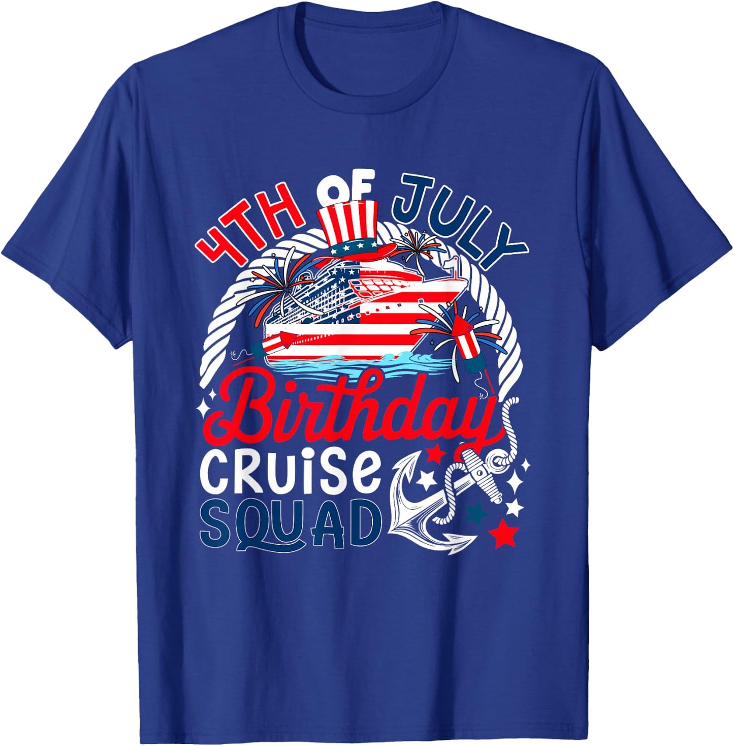 4th Of July Birthday Cruise Squad US Flag Patriotic Group T-Shirt - T-Shirt | Royal