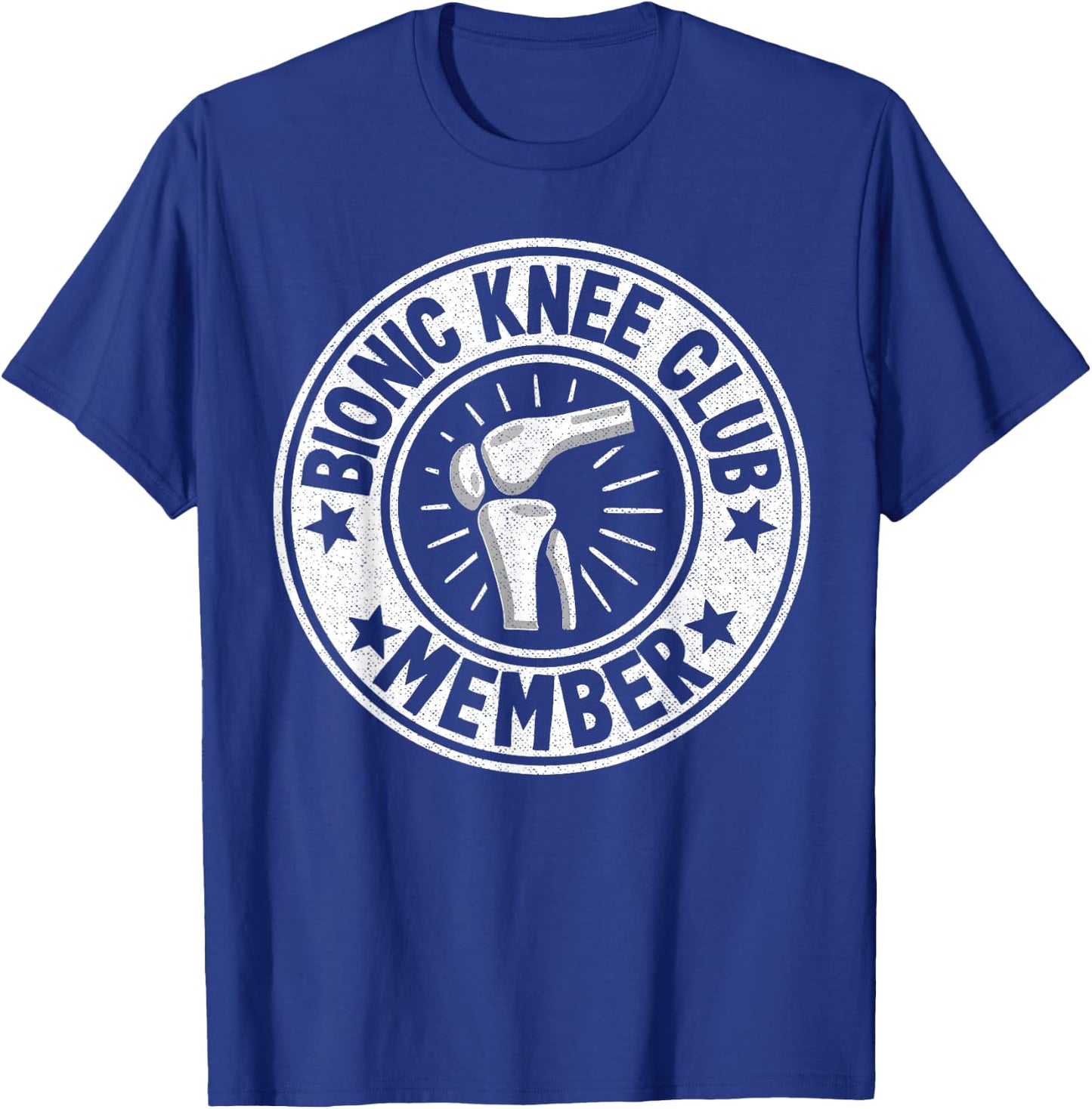 Bionic Knee Club Member Logo Surgery Funny Knee Replacement T-Shirt - T-Shirt | Royal
