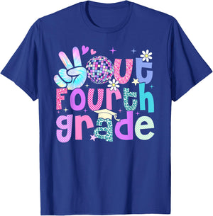 Peace Out Fourth Grade Last Day Of 4th Grade Leopard T-Shirt - T-Shirt | Royal