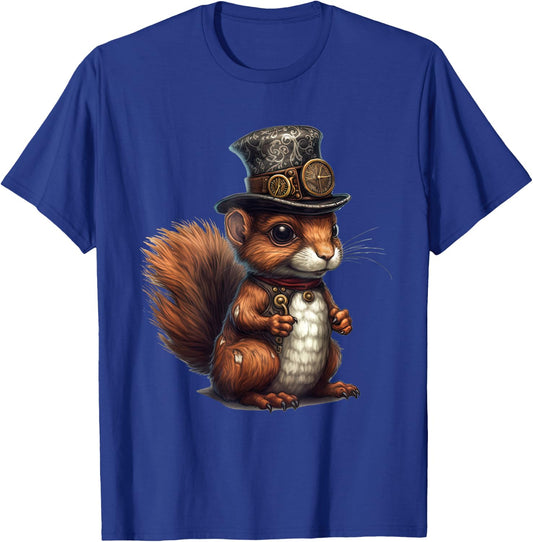 Squirrel in steampunk mechanical gear, vibrant squirrel T-Shirt - T-Shirt | Royal