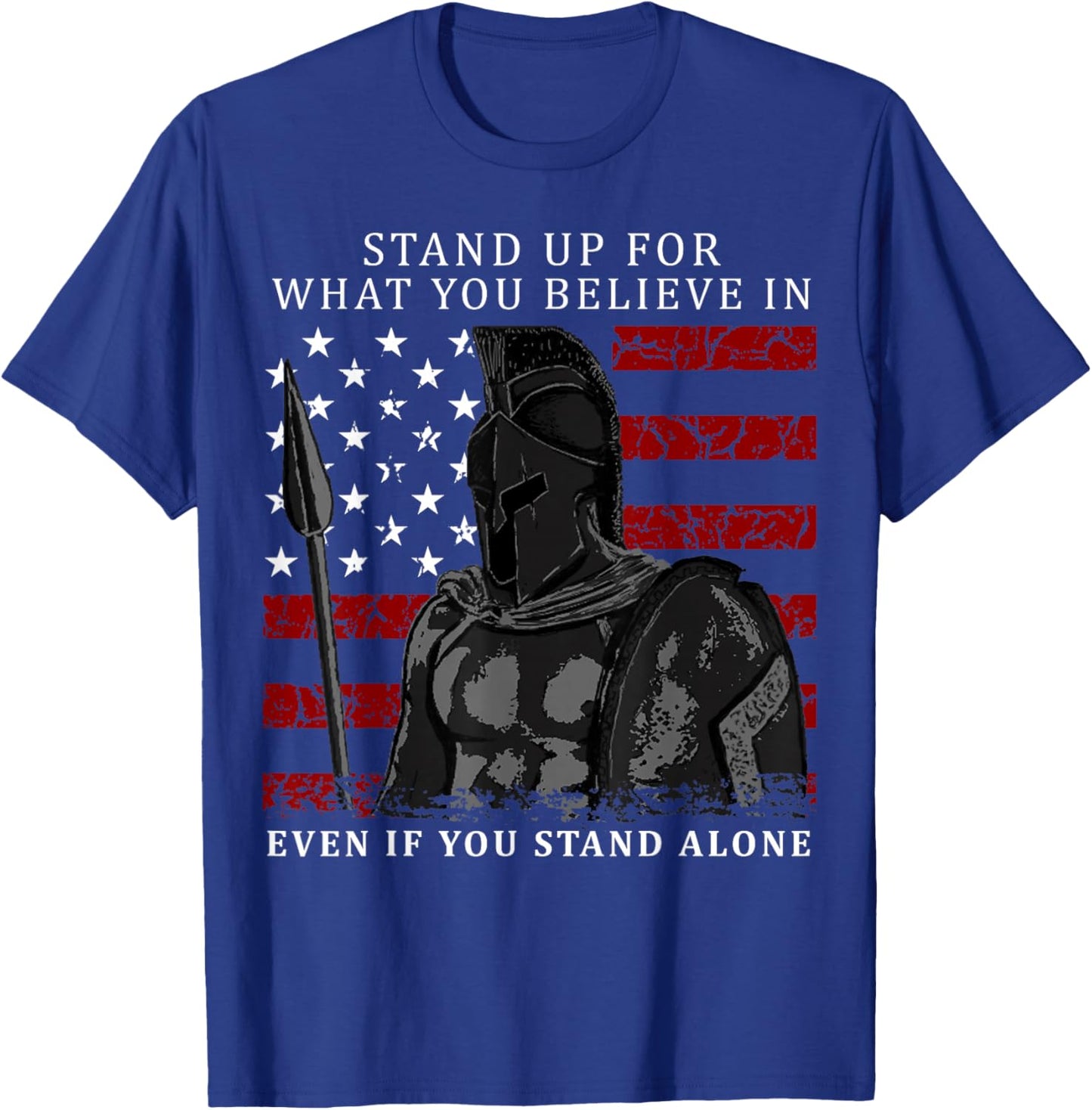 Spartan Warrior American Flag T-Shirt - T-Shirt | Royal