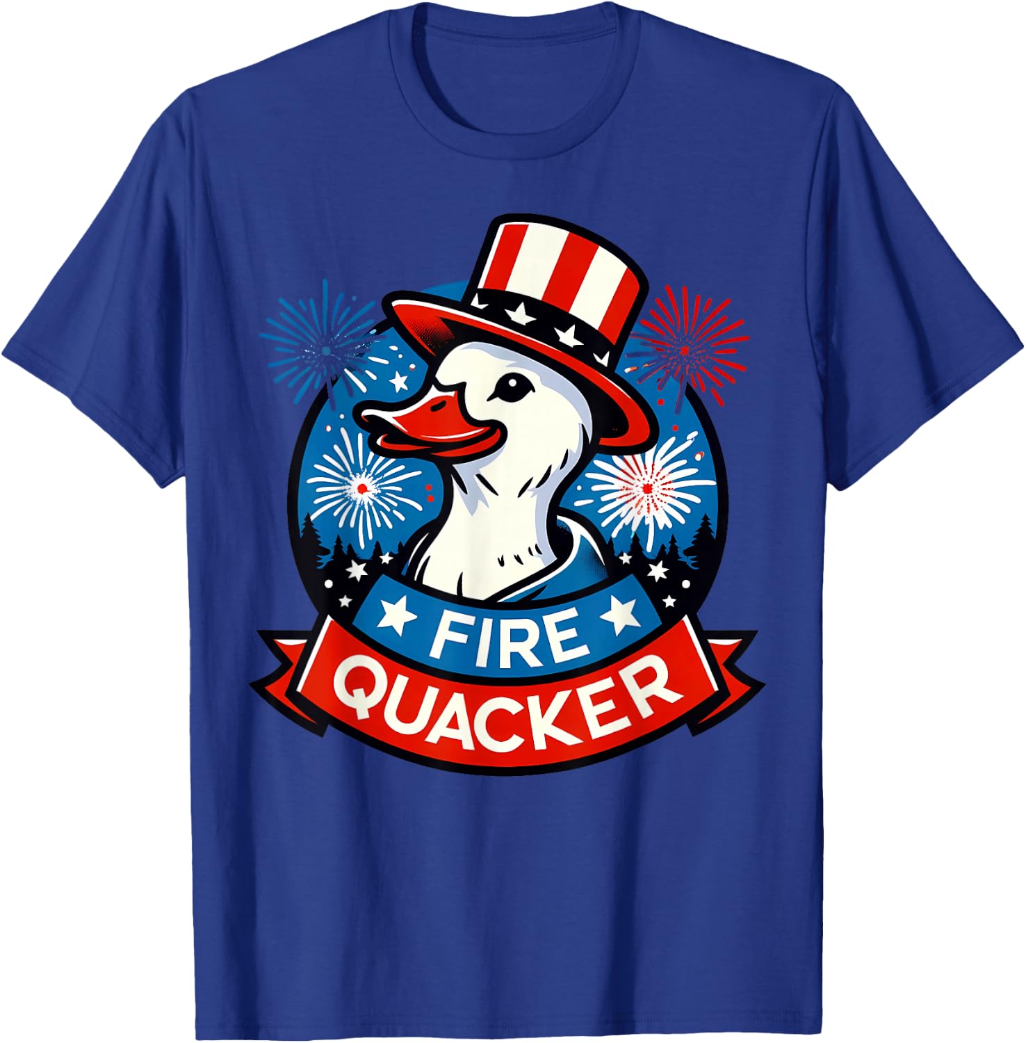 Fire Quacker Funny Fourth of July Duck Patriotic USA T-Shirt - T-Shirt | Royal