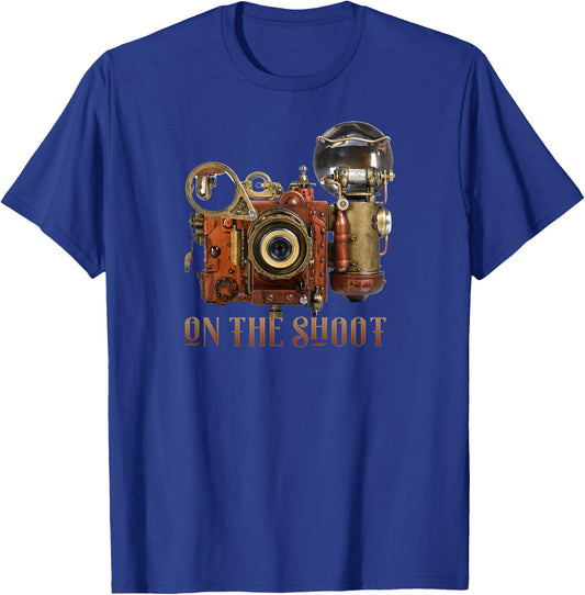 Retro Flashbulb Steampunk Camera Photography Lovers T-Shirt - T-Shirt | Royal