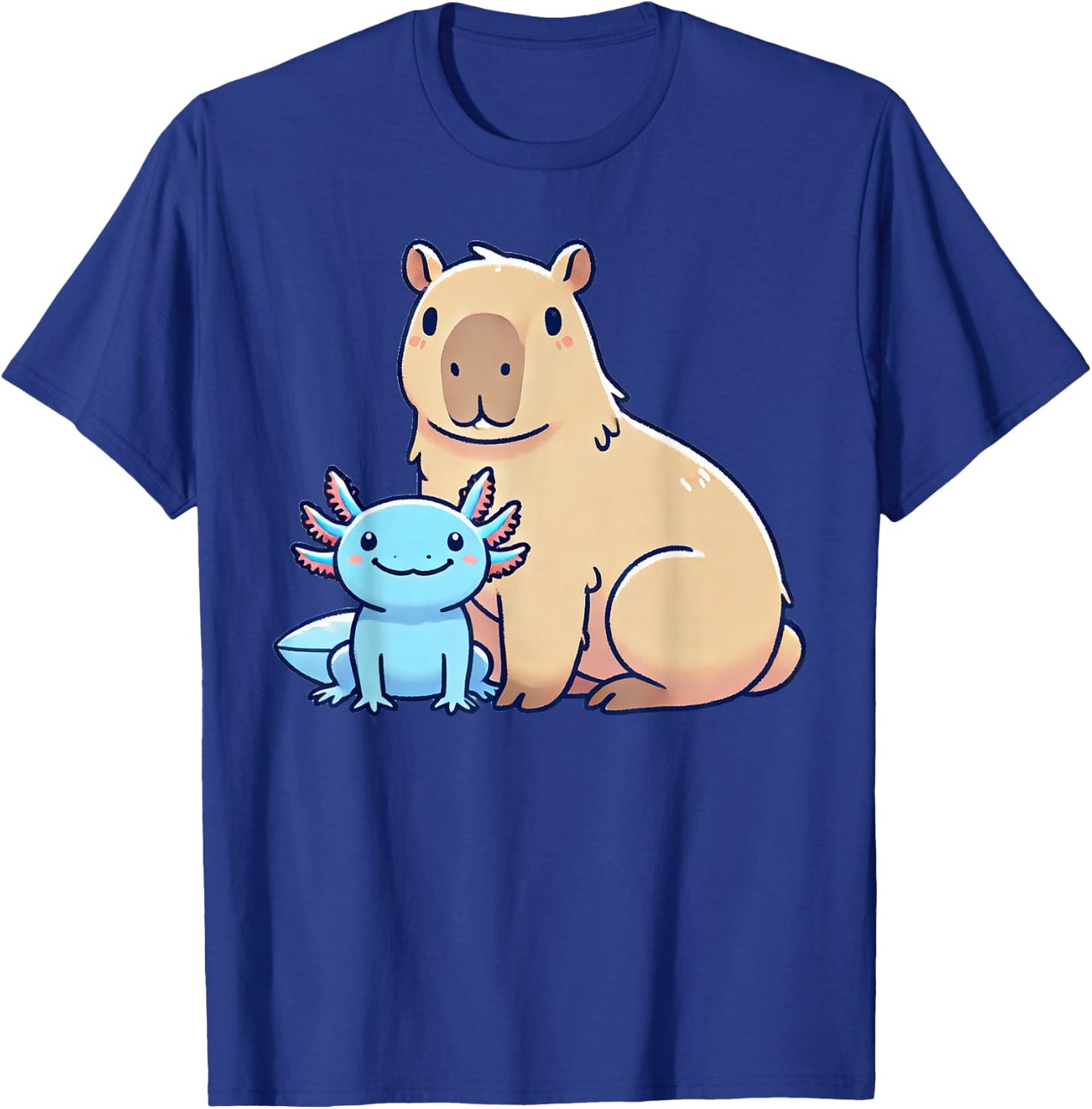 Kawaii Capybara Axolotl T-Shirt - T-Shirt | Royal
