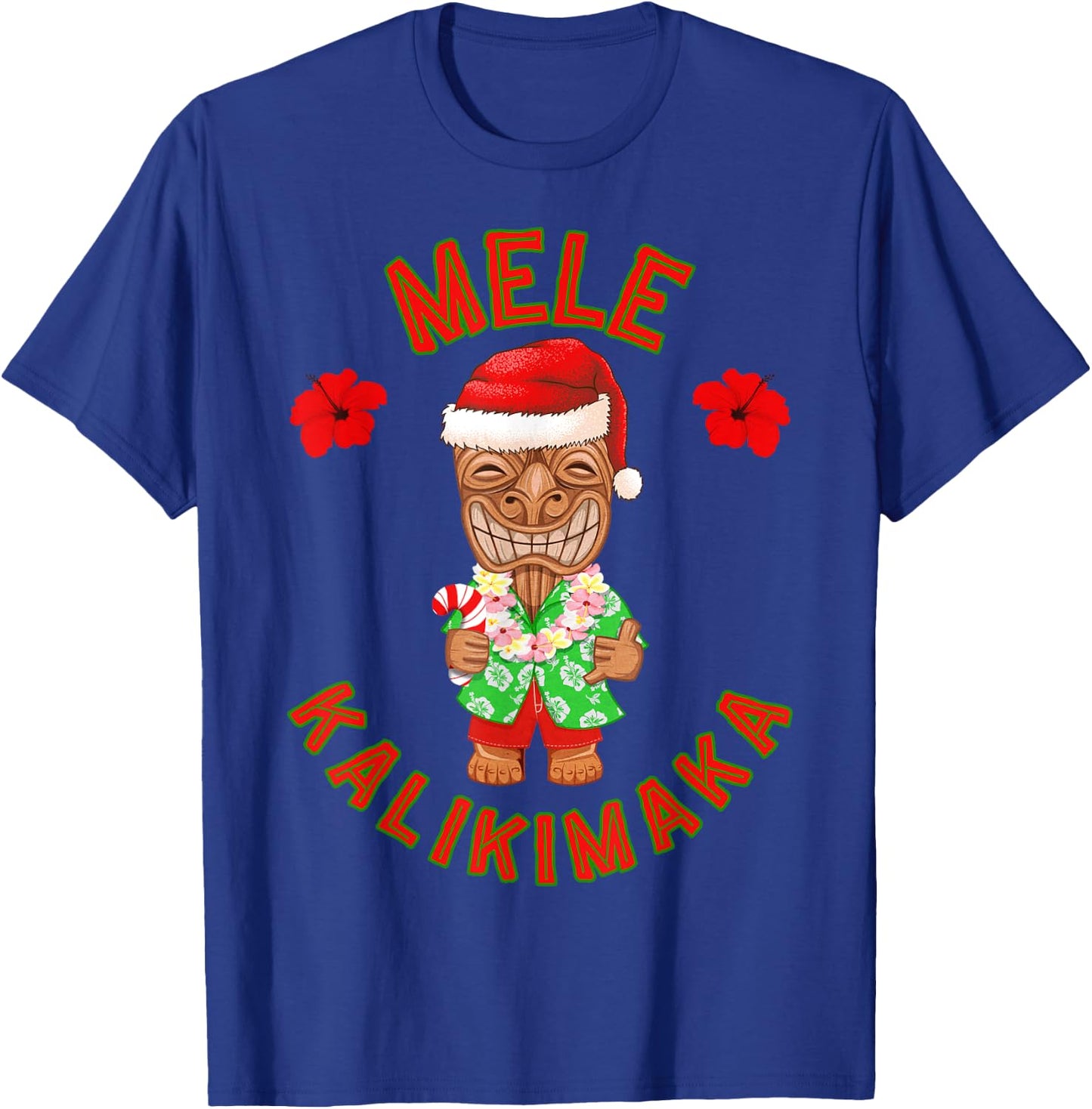 Funny Hawaiian Tiki Santa Merry Christmas Mele Kalikimaka T-Shirt - T-Shirt | Royal
