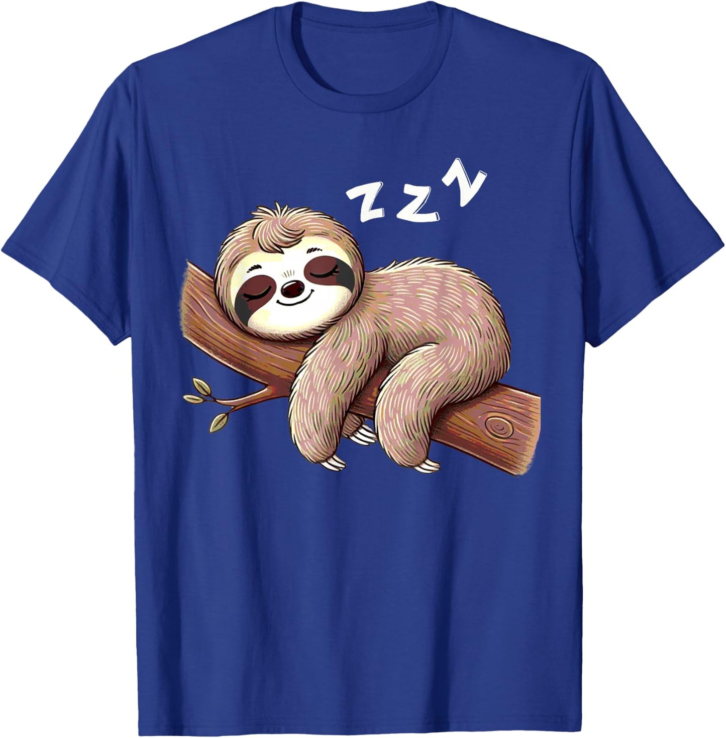 Funny Sloth Sleeping On Tree Branch Sleep Nap Lover T-Shirt - T-Shirt | Royal