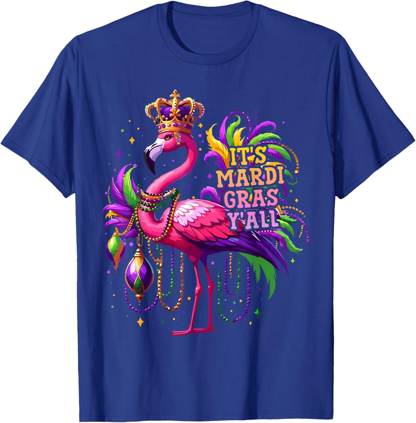 Funny Carnival Party Gift Flamingo Mardi Gras T-Shirt - T-Shirt | Royal