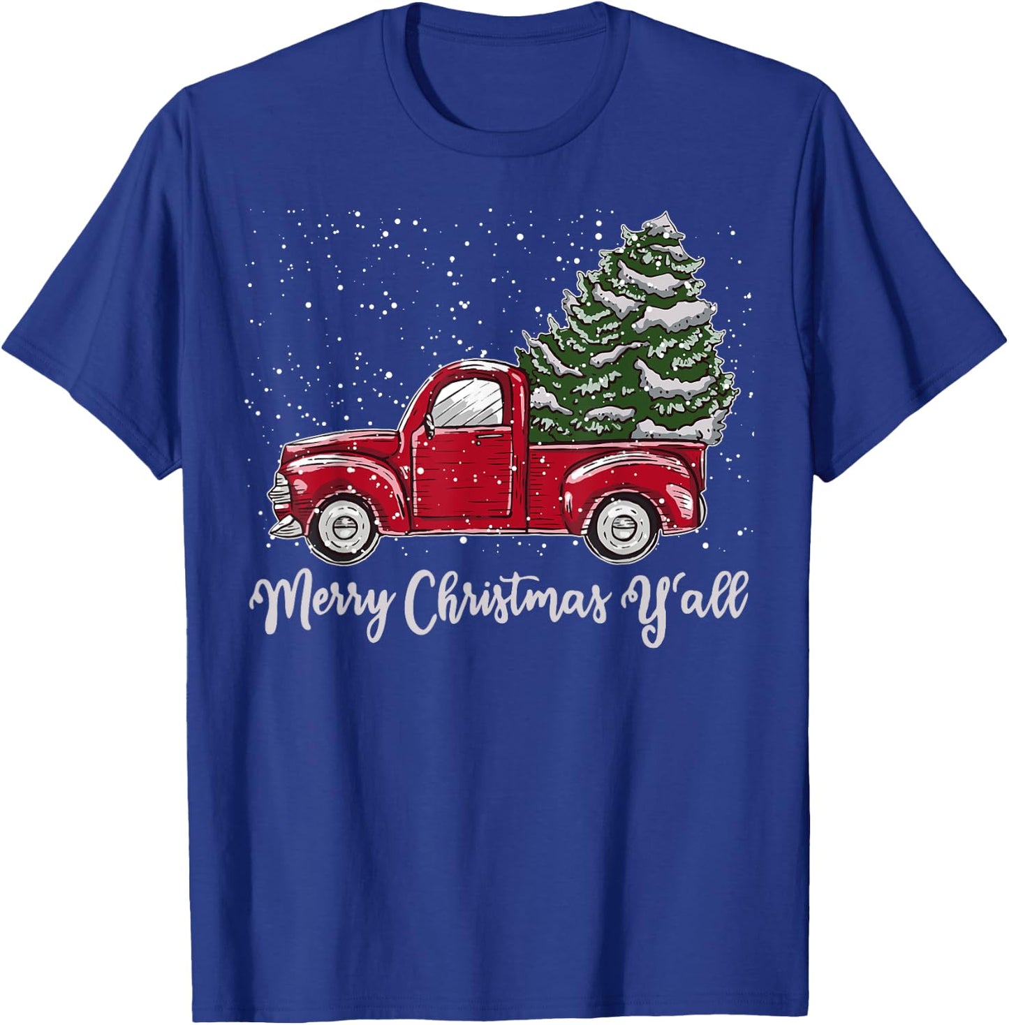 Red Truck Christmas Shirt - Merry Christmas Yall T-Shirt - T-Shirt | Royal